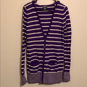 PINK purple and white stripe cardigan